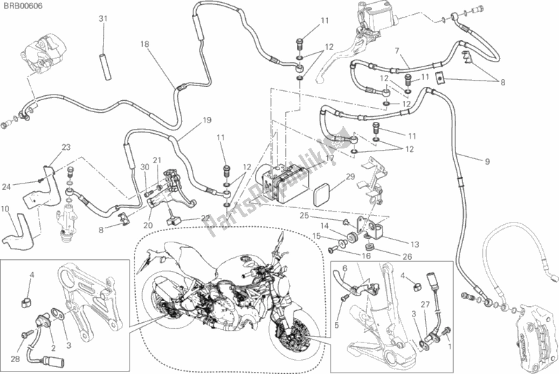 Todas as partes de Sistema De Freio Antitravamento (abs) do Ducati Monster 821 USA 2018